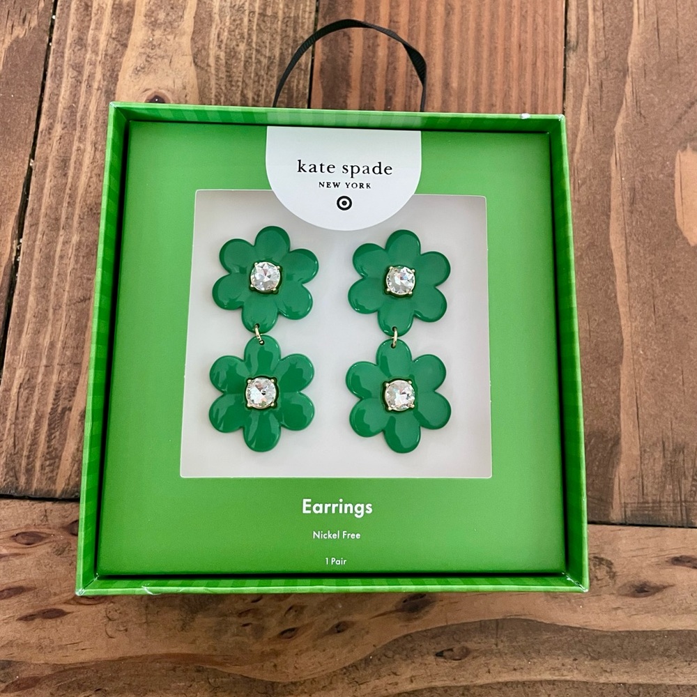 Kate Spade x Target Floral Linear Drop Earrings (Green)